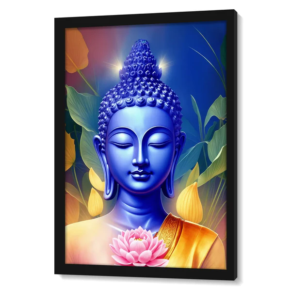 Young Buddha Meditating Blue Face – 12 x 18 Inch